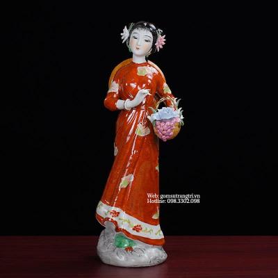 TƯỢNG SỨ MEN MÀU 3 CÔ GÁI